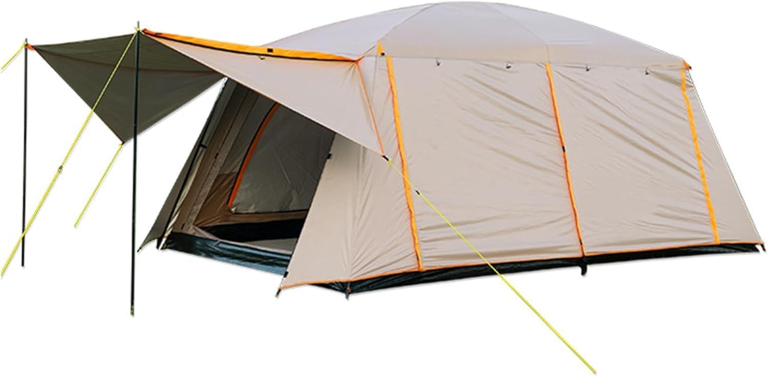 Adventure Lab Large Family Tent 6–10 Person | Double Layer Waterproof Cabin Tent with 2 Rooms, 3 Doors & 3 Windows | Straight Wall Design for Outdoor Camping, Picnic & Family Gathering